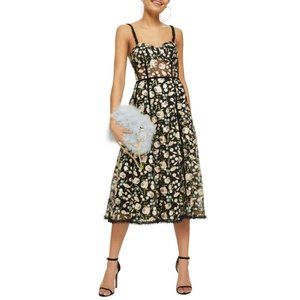 Topshop Floral Corset Midi Dress
